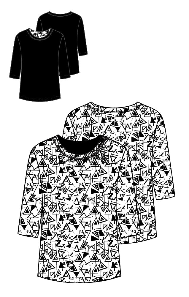 Jewel neck neck, 3/4 sleeve - Atara Collections