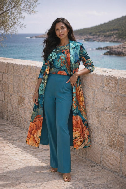 Jewel neck neck, 3/4 sleeve